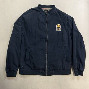 Hang Ten Gold Full Zip Southbay Bomber Trucker Jacket Men's Size 2XL Navy Blue